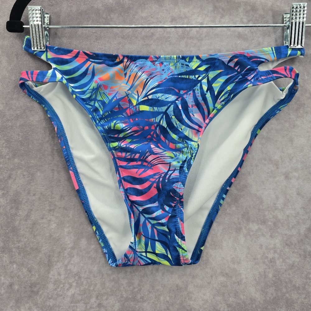 Sand Castle Blue Floral Print Bikini‎ Bottoms Swimwear Medium
